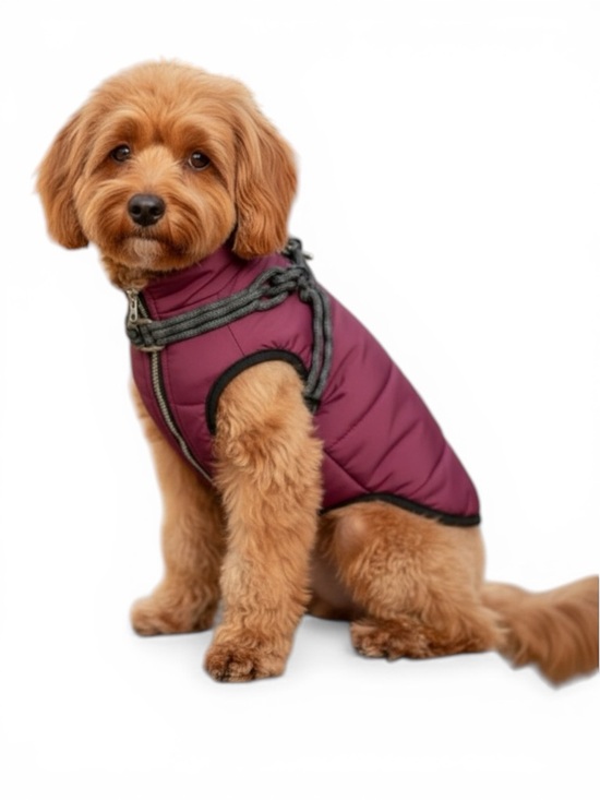 Other - WINTER DOG COAT WITH ATTACHED HARNESS IN PURPLE